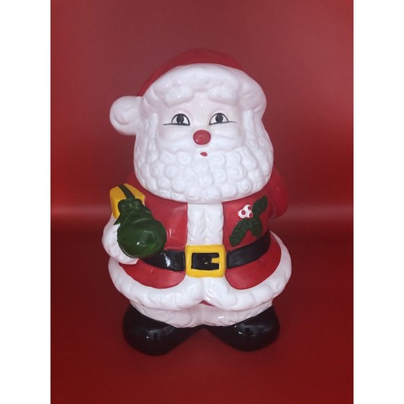 Vintage 1990's Santa Claus Holiday Ceramic Cookie Jar W/out box Made in Taiwan - Picture 1 of 12